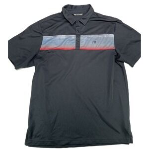 TravisMathew Mens Golf Polo Shirt Size L Black Stripe Performance Casual